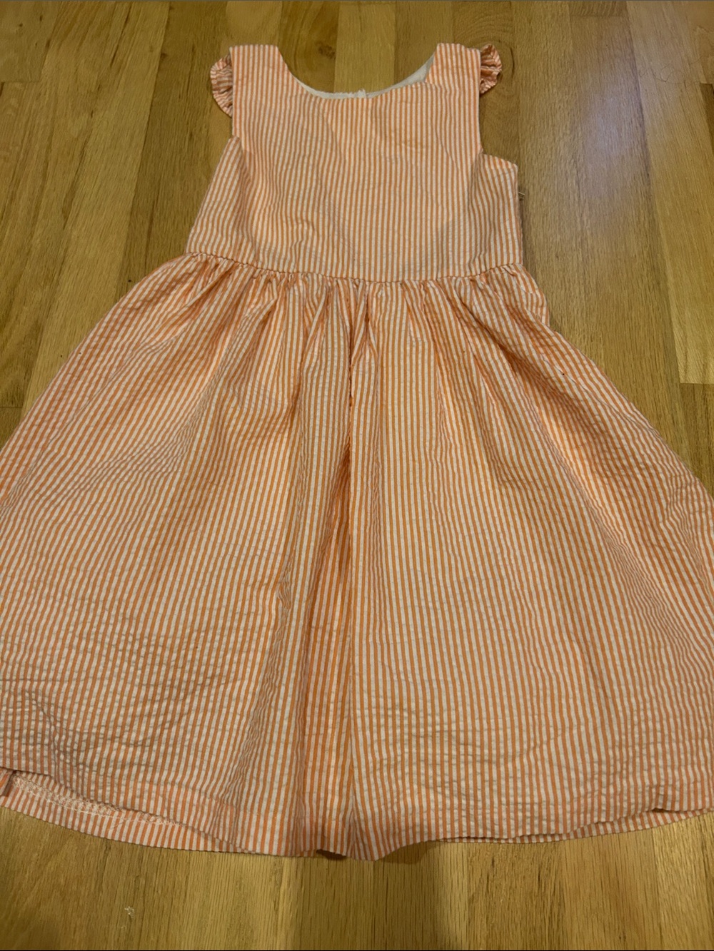 Rare Editions Peach-Stripe Seersucker Sundress
